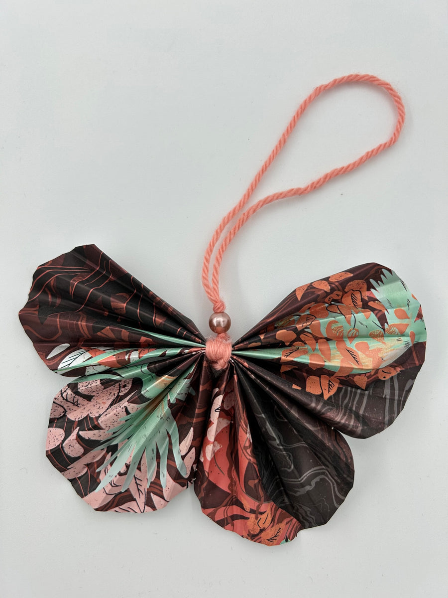 Butterfly Ornament (Upcycled from Coffee Bags)