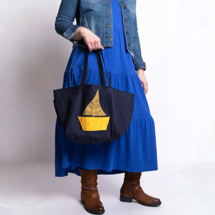 Navy Applique Tote