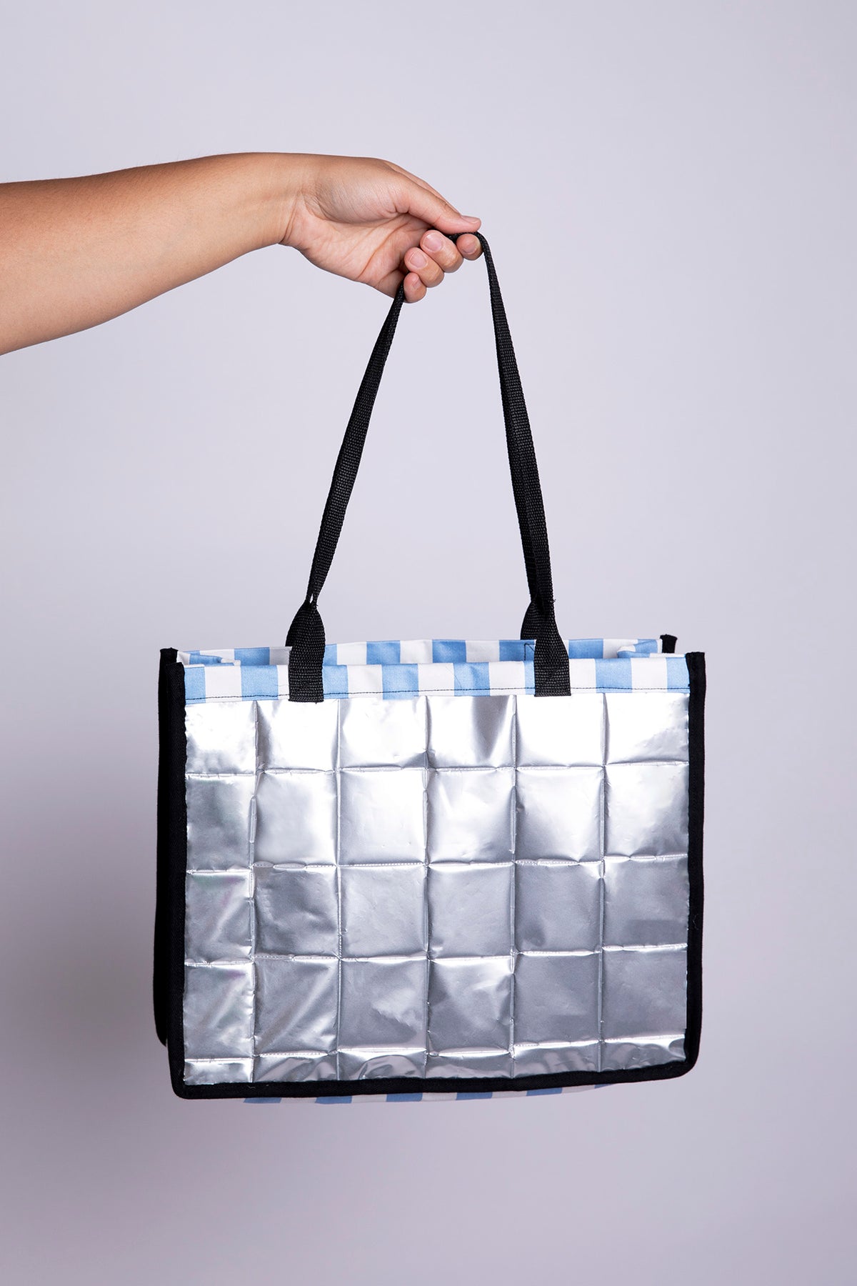 Silver Quilted Tote