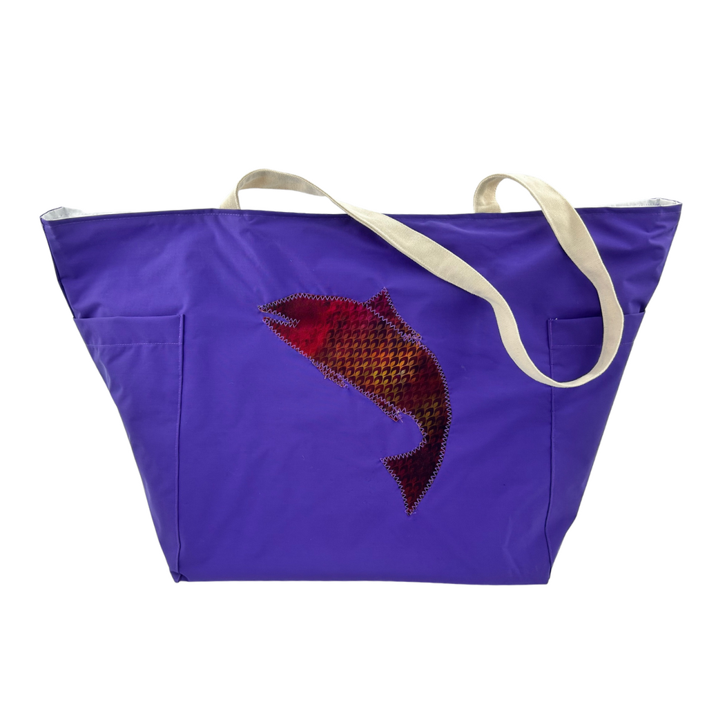 Water Resistant Purple Beach Tote - Refugee Artisan Initiative