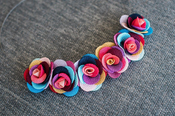 Noi's Multicolored Fabric Flower Necklace