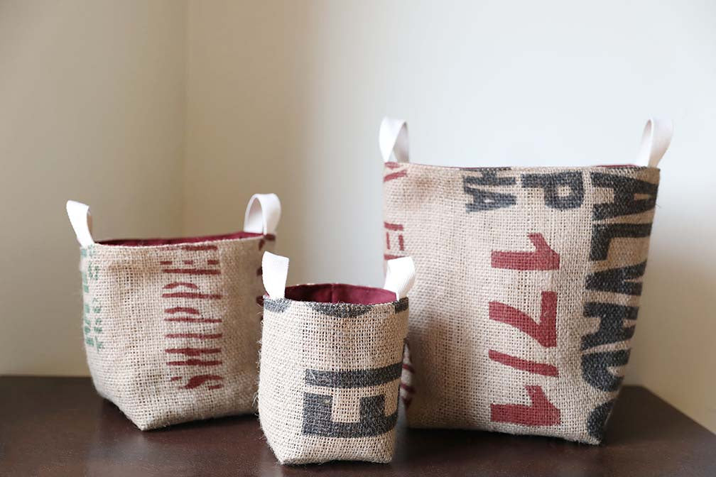 Coffee Bean Burlap Baskets